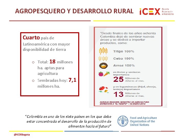 AGROPESQUERO Y DESARROLLO RURAL Cuarto país de Latinoamérica con mayor disponibilidad de tierra o