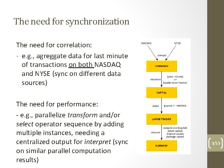 The need for synchronization The need for correlation: - e. g. , agreggate data