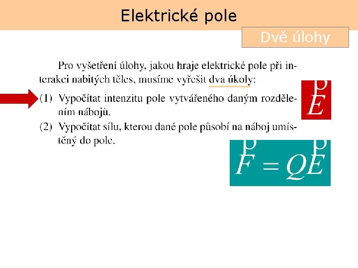 Elektrické pole Dvě úlohy 