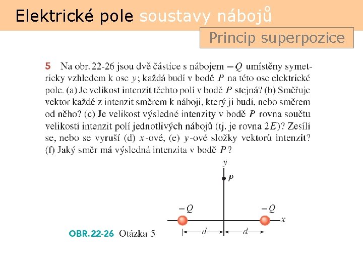 Elektrické pole soustavy nábojů Princip superpozice 