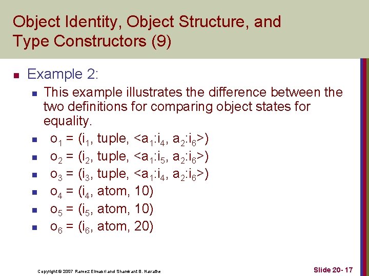 Object Identity, Object Structure, and Type Constructors (9) n Example 2: n n n Object Identity, Object Structure, and Type Constructors (9) n Example 2: n n n
