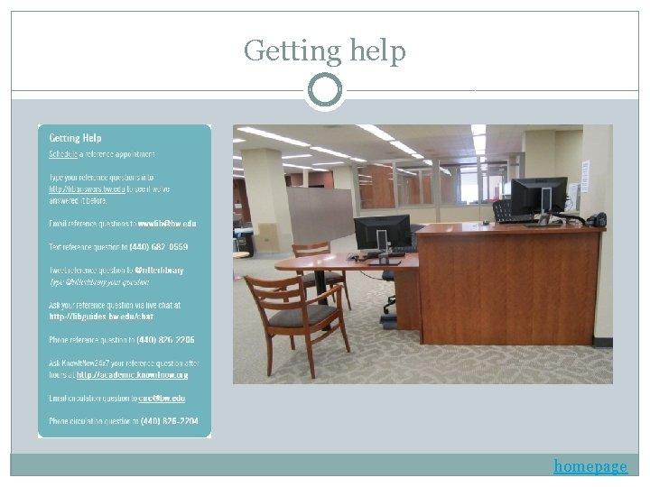 Getting help homepage 