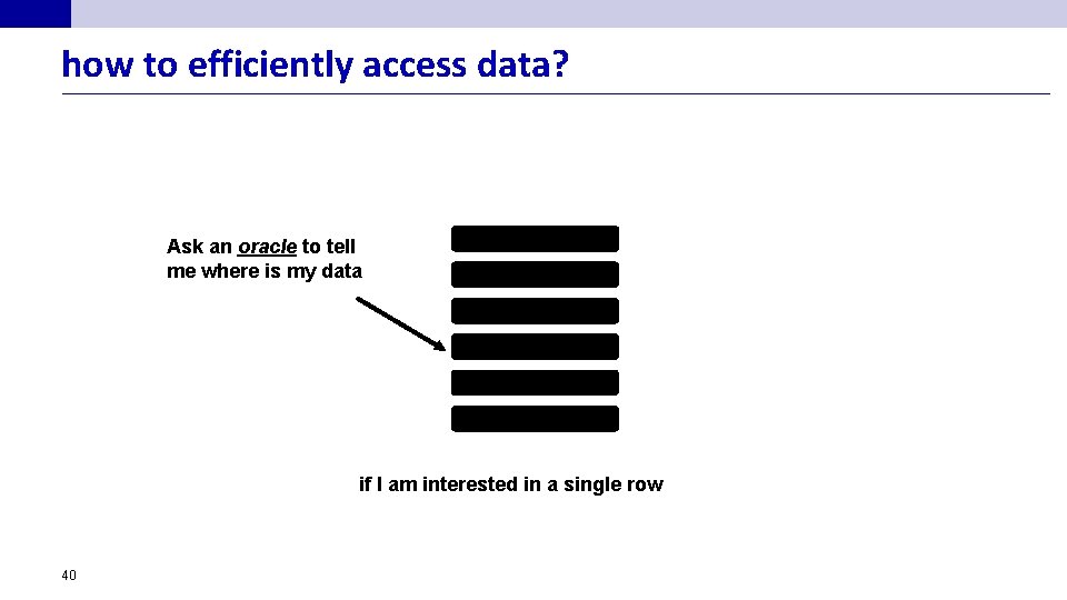 how to efficiently access data? Ask an oracle to tell me where is my