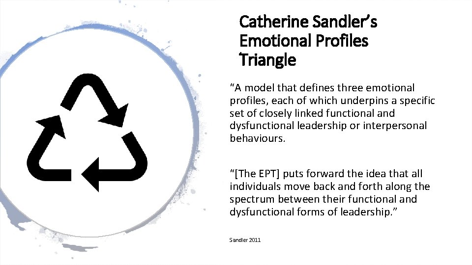 Catherine Sandler’s Emotional Profiles Triangle “A model that defines three emotional profiles, each of