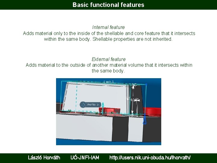Basic functional features Internal feature Adds material only to the inside of the shellable