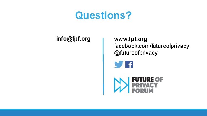 Questions? info@fpf. org www. fpf. org facebook. com/futureofprivacy @futureofprivacy 