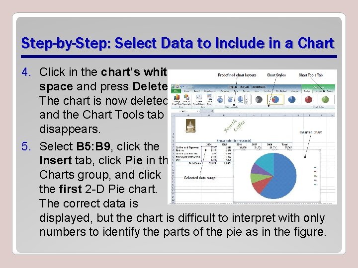 Step-by-Step: Select Data to Include in a Chart 4. Click in the chart’s white