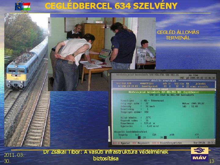 CEGLÉDBERCEL 634 SZELVÉNY CEGLÉD ÁLLOMÁS TERMINÁL 2011. 03. 30. Dr Zsákai Tibor: A vasúti