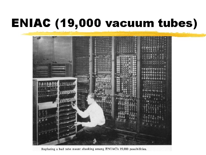 ENIAC (19, 000 vacuum tubes) ENIAC (19, 000 vacuum tubes)