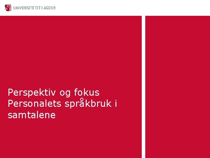 Perspektiv og fokus Personalets språkbruk i samtalene 