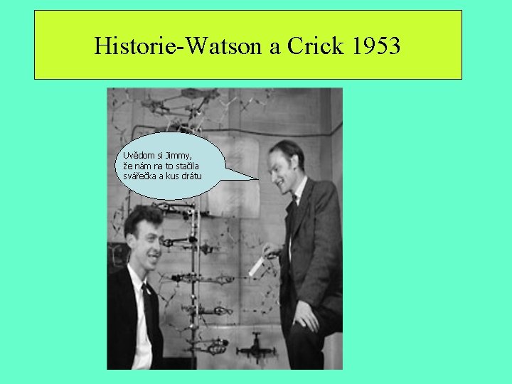 Historie-Watson a Crick 1953 Uvědom si Jimmy, že nám na to stačila svářečka a