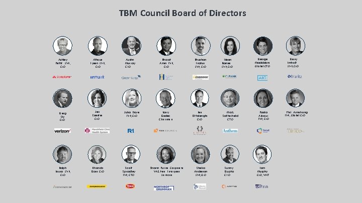 TBM Council Board of Directors Ashley Pettit SVP, CIO Atticus Tysen SVP, CIO Austin