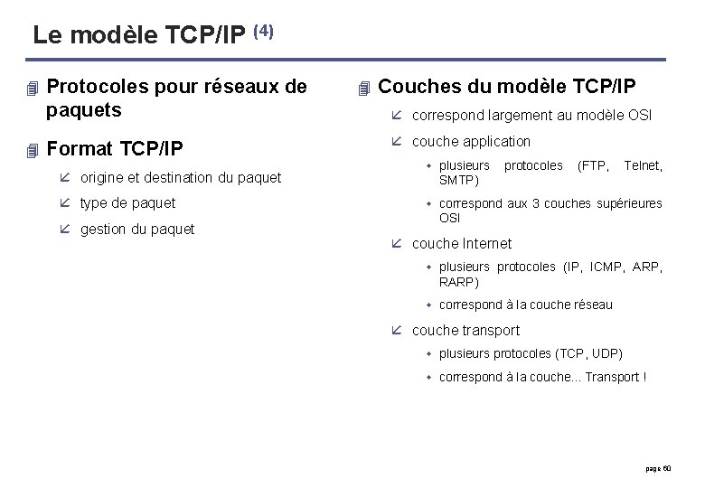 Le modèle TCP/IP (4) 4 4 Protocoles pour réseaux de paquets Format TCP/IP å