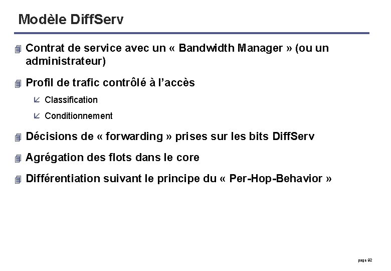 Modèle Diff. Serv 4 Contrat de service avec un « Bandwidth Manager » (ou