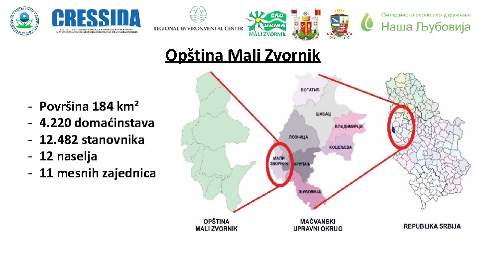 Opština Mali Zvornik - Površina 184 km 2 4. 220 domaćinstava 12. 482 stanovnika