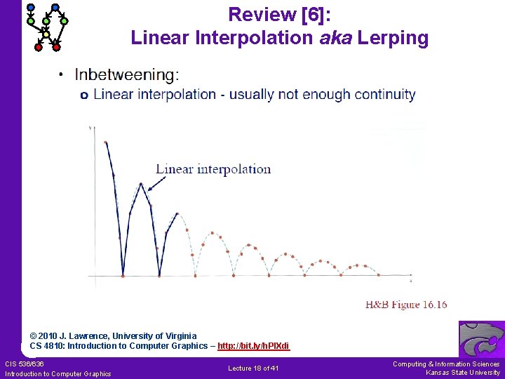 Review [6]: Linear Interpolation aka Lerping © 2010 J. Lawrence, University of Virginia CS