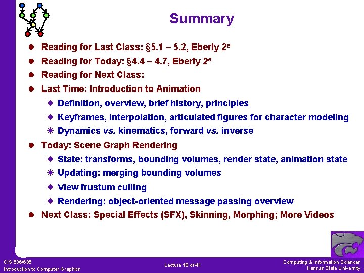 Summary l l Reading for Last Class: § 5. 1 – 5. 2, Eberly Summary l l Reading for Last Class: § 5. 1 – 5. 2, Eberly