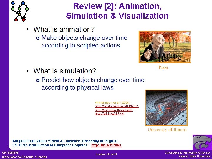 Review [2]: Animation, Simulation & Visualization • Wilhelmson et al. (2004) • http: //youtu.