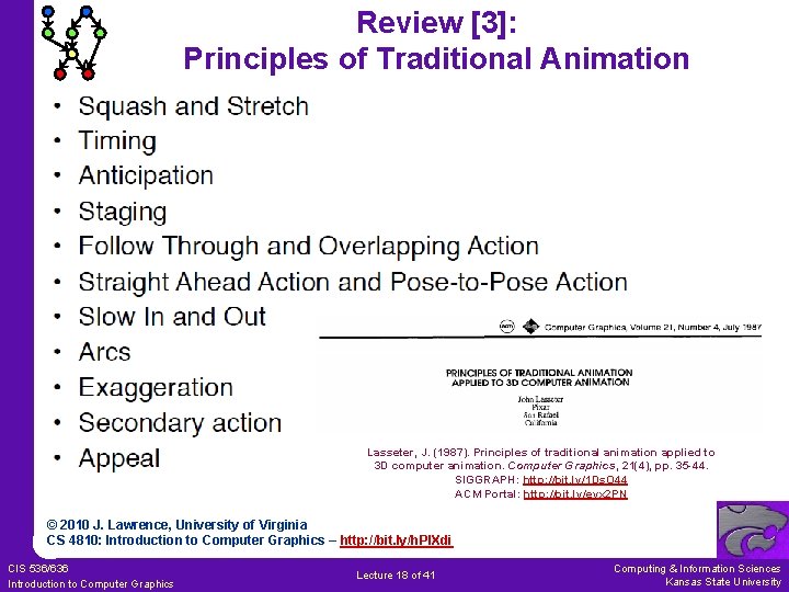 Review [3]: Principles of Traditional Animation • Lasseter, J. (1987). Principles of traditional animation