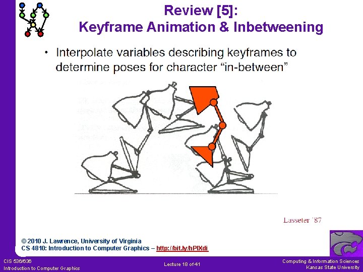 Review [5]: Keyframe Animation & Inbetweening © 2010 J. Lawrence, University of Virginia CS