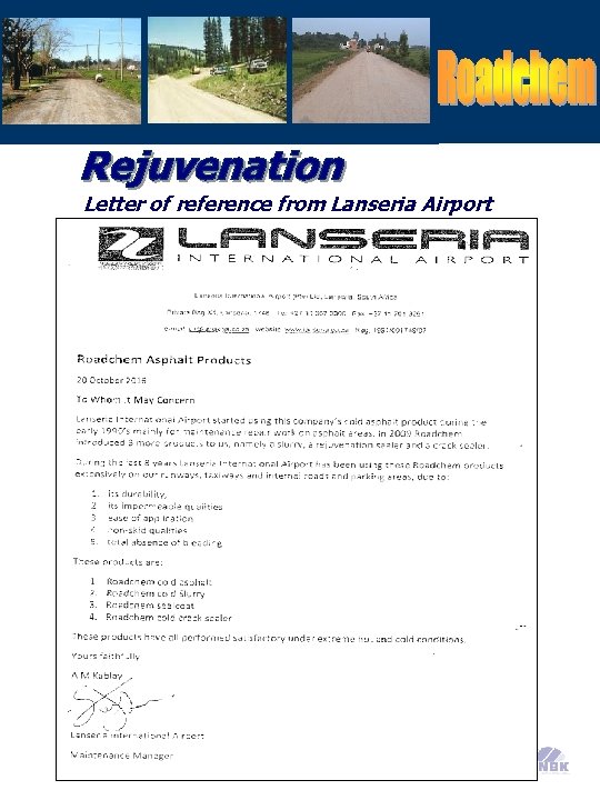 Letter of reference from Lanseria Airport 