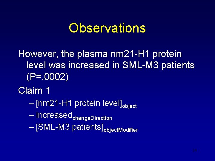 Observations However, the plasma nm 21 -H 1 protein level was increased in SML-M