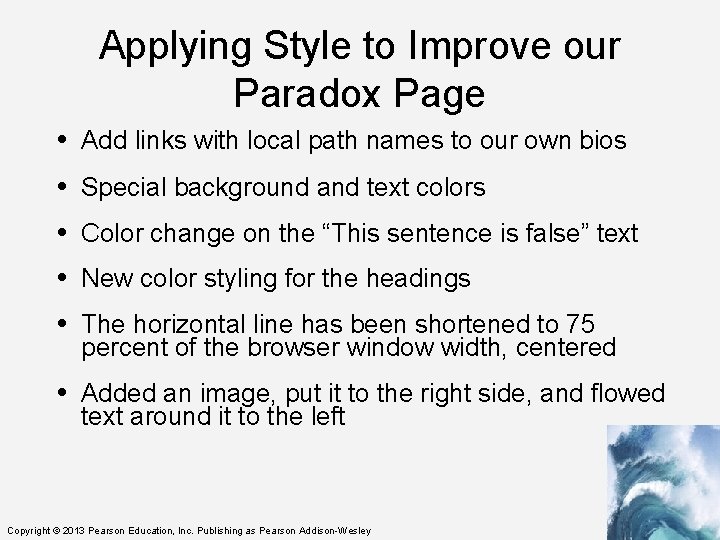Applying Style to Improve our Paradox Page Add links with local path names to