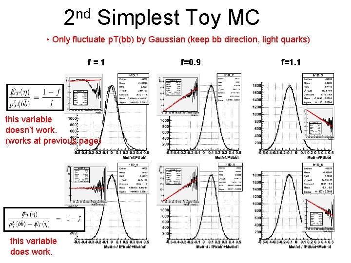2 nd Simplest Toy MC • Only fluctuate p. T(bb) by Gaussian (keep bb