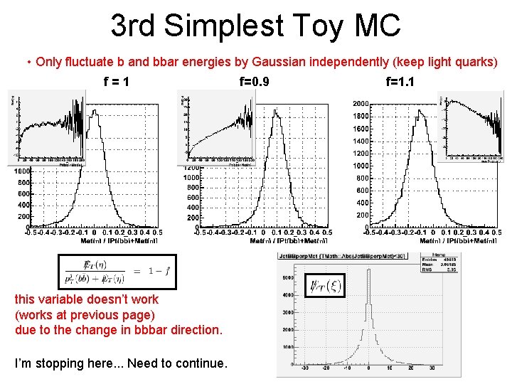 3 rd Simplest Toy MC • Only fluctuate b and bbar energies by Gaussian