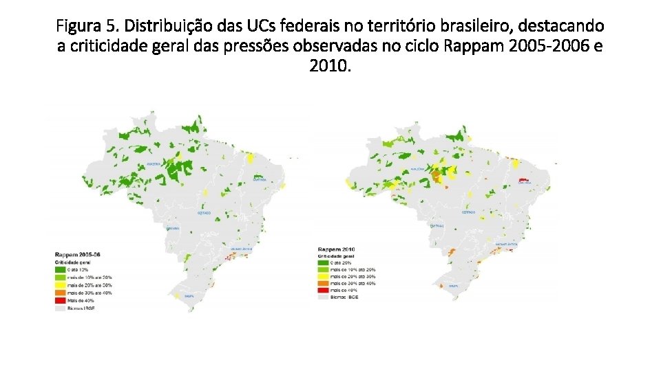 Figura 5. Distribuição das UCs federais no território brasileiro, destacando a criticidade geral das