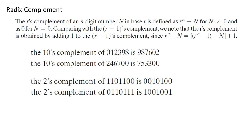 Radix Complement 