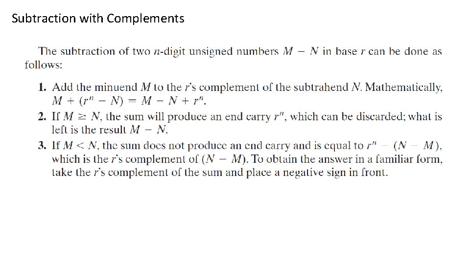 Subtraction with Complements 