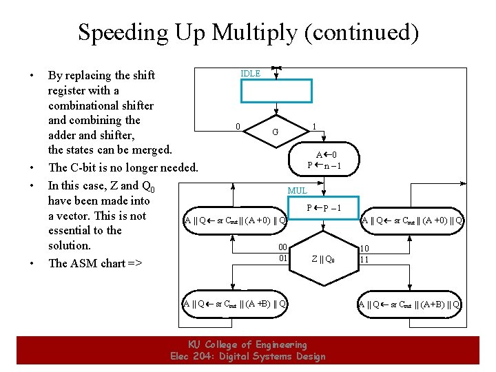 Speeding Up Multiply (continued) • • By replacing the shift register with a combinational Speeding Up Multiply (continued) • • By replacing the shift register with a combinational