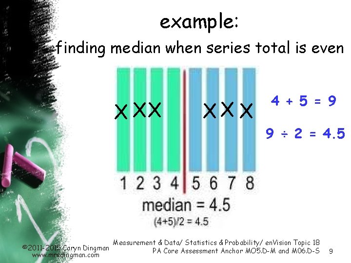 example: finding median when series total is even X XX © 2011 -2015 Caryn example: finding median when series total is even X XX © 2011 -2015 Caryn