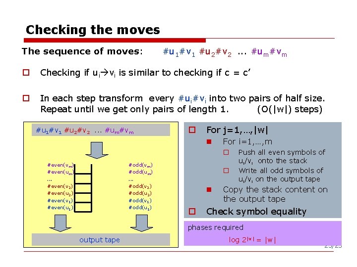 Checking the moves The sequence of moves: #u 1#v 1 #u 2#v 2. .