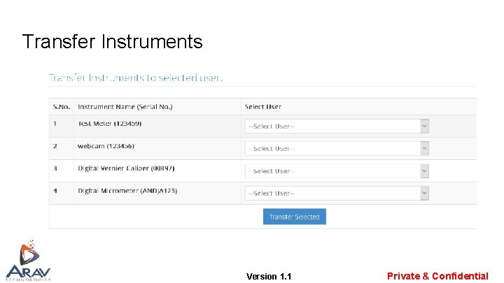 Transfer Instruments Version 1. 1 Private & Confidential Transfer Instruments Version 1. 1 Private & Confidential