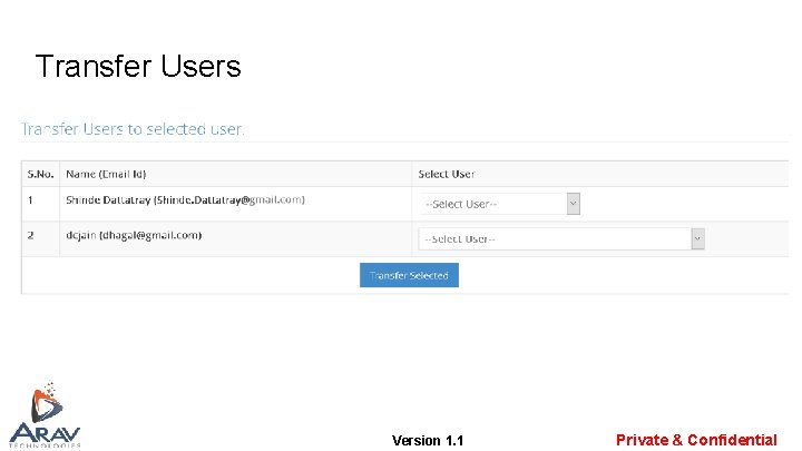 Transfer Users Version 1. 1 Private & Confidential Transfer Users Version 1. 1 Private & Confidential