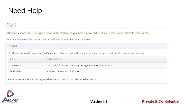 Need Help Version 1. 1 Private & Confidential Need Help Version 1. 1 Private & Confidential