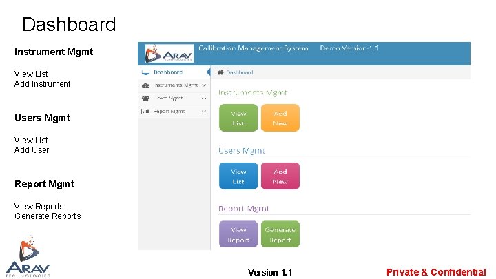 Dashboard Instrument Mgmt View List Add Instrument Users Mgmt View List Add User Report Dashboard Instrument Mgmt View List Add Instrument Users Mgmt View List Add User Report