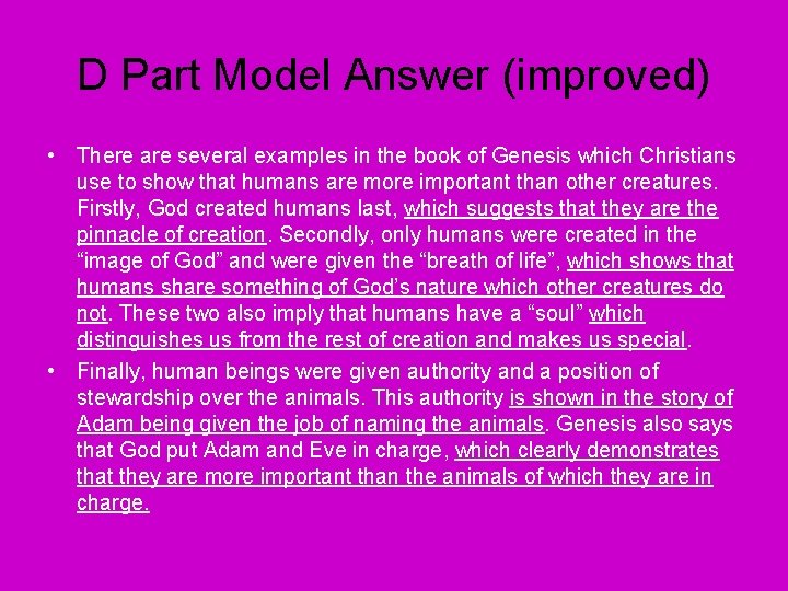 D Part Model Answer (improved) • There are several examples in the book of