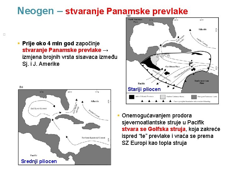 Neogen – stvaranje Panamske prevlake p 18 § Prije oko 4 mln god započinje