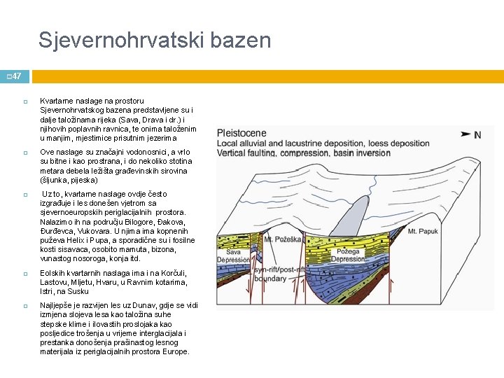 Sjevernohrvatski bazen p 47 Kvartarne naslage na prostoru Sjevernohrvatskog bazena predstavljene su i dalje
