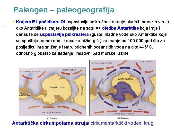 Paleogen – paleogeografija p 8 § Krajem E i početkom Ol uspostavlja se kružno