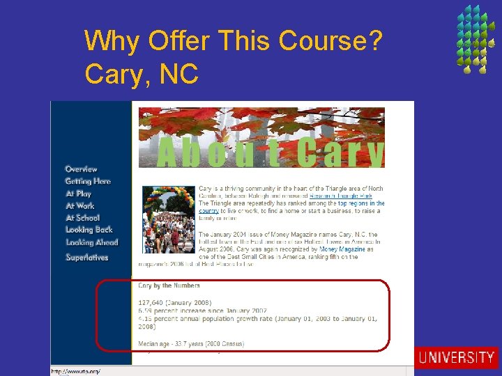 Why Offer This Course? Cary, NC 