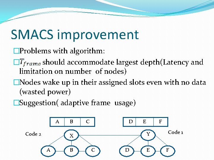 SMACS improvement �Problems with algorithm: � should accommodate largest depth(Latency and limitation on number