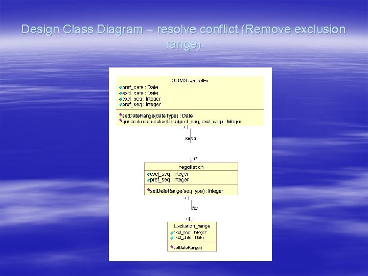 Design Class Diagram – resolve conflict (Remove exclusion range) 