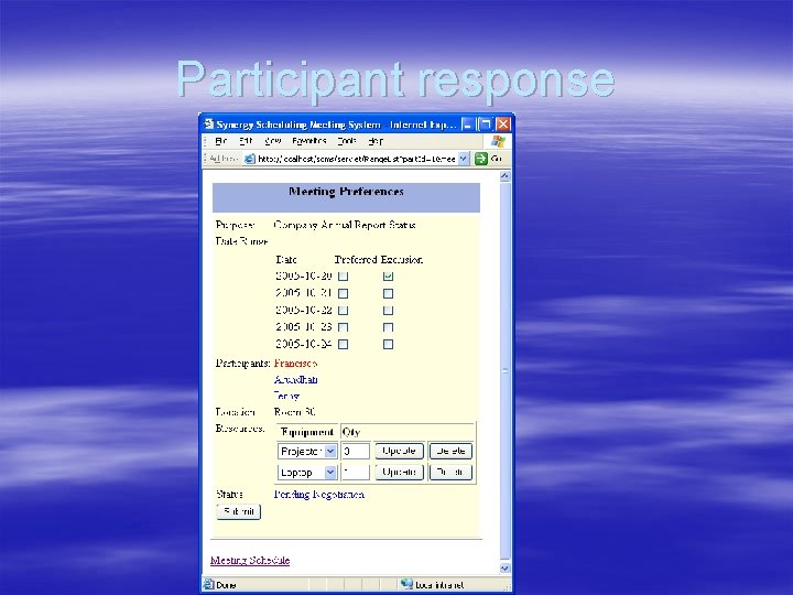 Participant response 