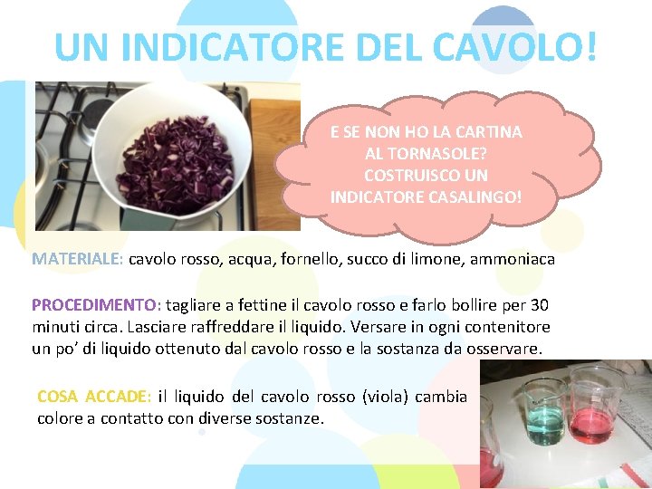 UN INDICATORE DEL CAVOLO! E SE NON HO LA CARTINA AL TORNASOLE? COSTRUISCO UN