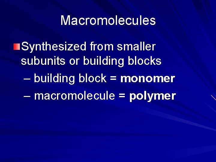 The Molecules of Cells Part I Introduction Carbohydrates