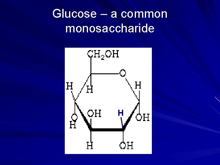 Glucose – a common monosaccharide H 